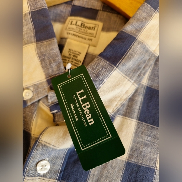 NWT L.L. Bean Men's Vintage Indigo Blue Plaid Short Sleeve  Shirt Size XL - Picture 13 of 15